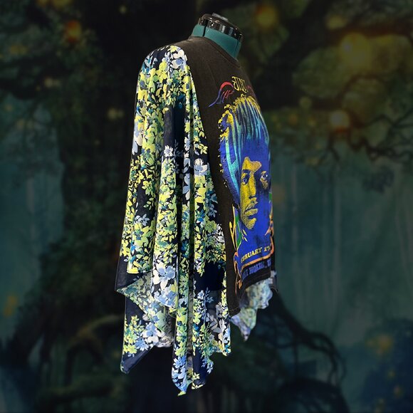 Upcycled Jimi Hendrix Tee Kimono top – One Size, NWT, Festival Boho Layer - Picture 3 of 4